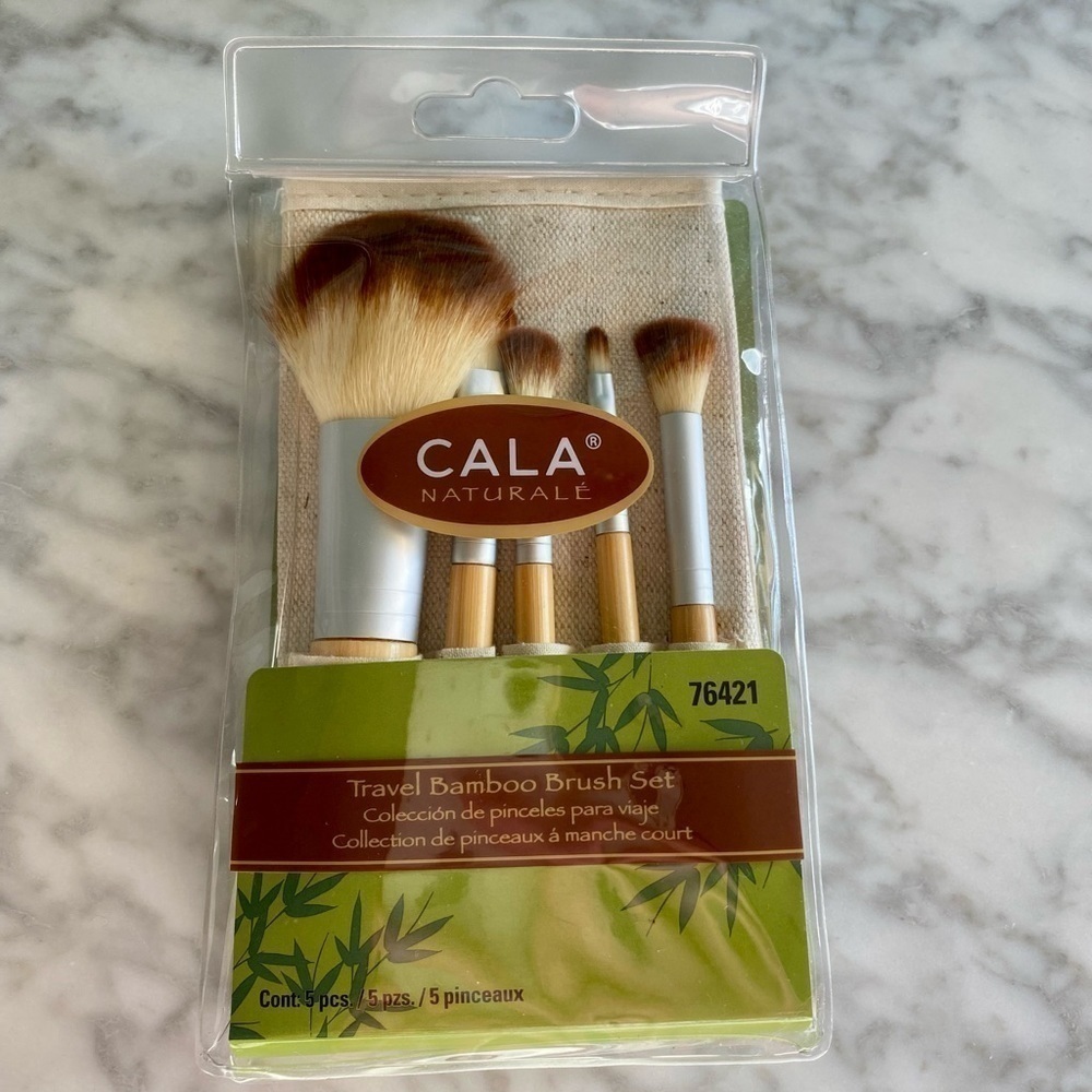 Cala Naturale New Travel Bamboo 5 Piece Brush Set NWT